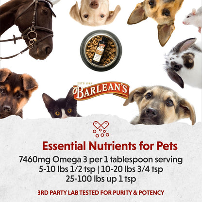 Barlean's Leinöl für Tiere – flüssige Omega-3-Fettsäuren für Hunde, Katzen und Haustiere, 12 oz