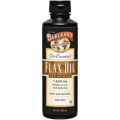 Barlean's Leinöl für Tiere – flüssige Omega-3-Fettsäuren für Hunde, Katzen und Haustiere, 12 oz