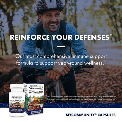 Host Defense MyCommunity Kapseln - 17 Pilzsorten Mischung zur Immununterstützung - Pflanzliches Nahrungsergänzungsmittel mit Löwenmähne, Reishi, Chaga, Cordyceps, Truthahnschwanz & mehr - 30 Kapseln (15 Portionen)