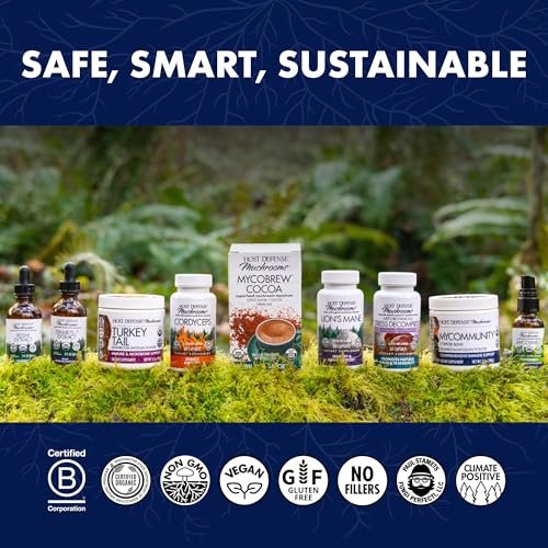 Host Defense Stamets 7 – 7 Pilzsorten Mischung – Immununterstützung mit Royal Sun Blazei, Cordyceps, Reishi, Maitake, Löwenmähne, Chaga & Mesima – 30 Kapseln (15 Portionen)
