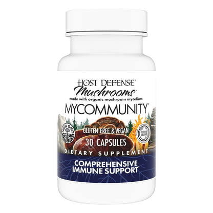 Host Defense MyCommunity Kapseln - 17 Pilzsorten Mischung zur Immununterstützung - Pflanzliches Nahrungsergänzungsmittel mit Löwenmähne, Reishi, Chaga, Cordyceps, Truthahnschwanz & mehr - 30 Kapseln (15 Portionen)
