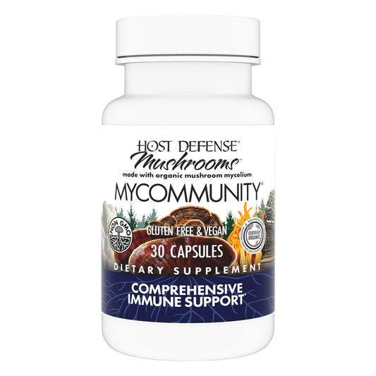 Host Defense MyCommunity Kapseln - 17 Pilzsorten Mischung zur Immununterstützung - Pflanzliches Nahrungsergänzungsmittel mit Löwenmähne, Reishi, Chaga, Cordyceps, Truthahnschwanz & mehr - 30 Kapseln (15 Portionen)