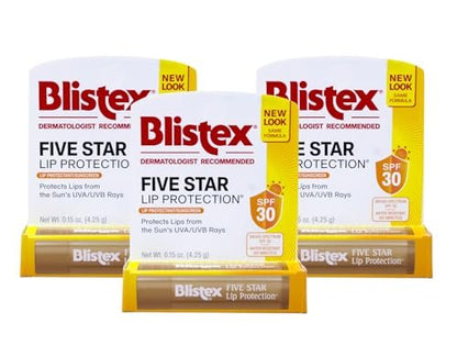Blistex 5 Star Lippenbalsam 0,15 oz, 3er-Pack – Hochwirksamer Lippenschutz