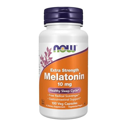 NOW Foods Melatonin Extra Strength 10 mg – 100 vegane Kapseln zur Förderung eines gesunden Schlafzyklus*