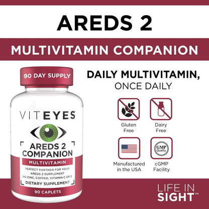 Viteyes Classic AREDS 2 Begleit-Multivitamin-Präparat, umfassende Multivitamin-Formel für AREDS 2 Anwender, 90 Kapseln