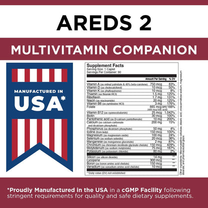 Viteyes Classic AREDS 2 Begleit-Multivitamin-Präparat, umfassende Multivitamin-Formel für AREDS 2 Anwender, 90 Kapseln