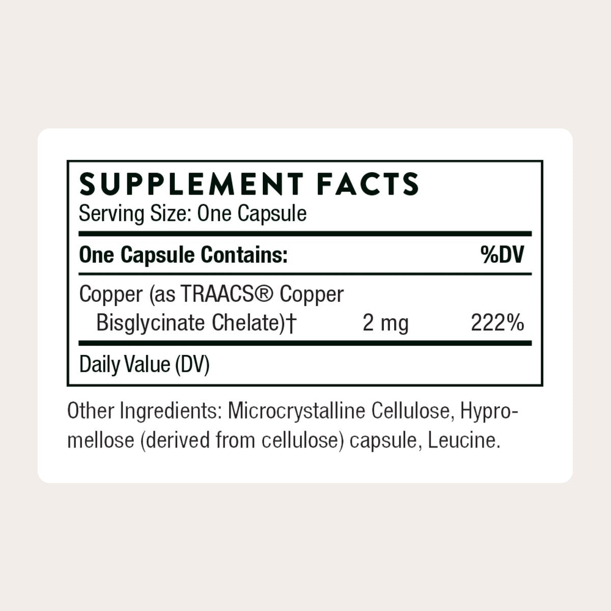 THORNE Kupferbisglycinat – Optimal absorbierter Mineralstoff-Kupfer-Komplex – Unterstützt Knochen-, Blutgefäß-, Herz-, Nerven- und Hautgesundheit – Drittanbieter-zertifiziert – glutenfrei – 60 Kapseln