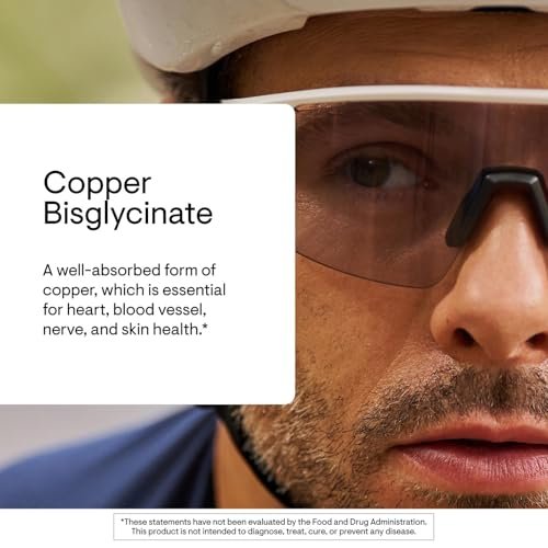 THORNE Kupferbisglycinat – Optimal absorbierter Mineralstoff-Kupfer-Komplex – Unterstützt Knochen-, Blutgefäß-, Herz-, Nerven- und Hautgesundheit – Drittanbieter-zertifiziert – glutenfrei – 60 Kapseln