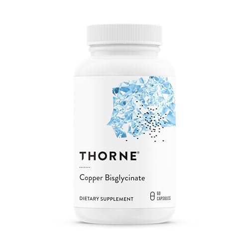 THORNE Kupferbisglycinat – Optimal absorbierter Mineralstoff-Kupfer-Komplex – Unterstützt Knochen-, Blutgefäß-, Herz-, Nerven- und Hautgesundheit – Drittanbieter-zertifiziert – glutenfrei – 60 Kapseln