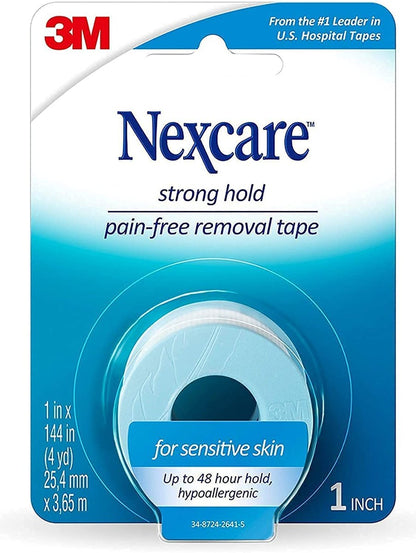 Nexcare Sensitive Skin Tape 1 Zoll x 4 Yards, 2er-Pack – Sanftes Fixierband für empfindliche Haut