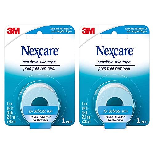 Nexcare Sensitive Skin Tape 1 Zoll x 4 Yards, 2er-Pack – Sanftes Fixierband für empfindliche Haut