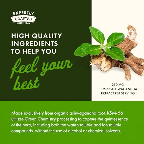 Swanson Ultimate Ashwagandha KSM-66 – Pflanzliches Nahrungsergänzungsmittel zur Unterstützung eines gesunden Stressniveaus und zur Förderung von Entspannung – 60 vegane Kapseln à 250 mg