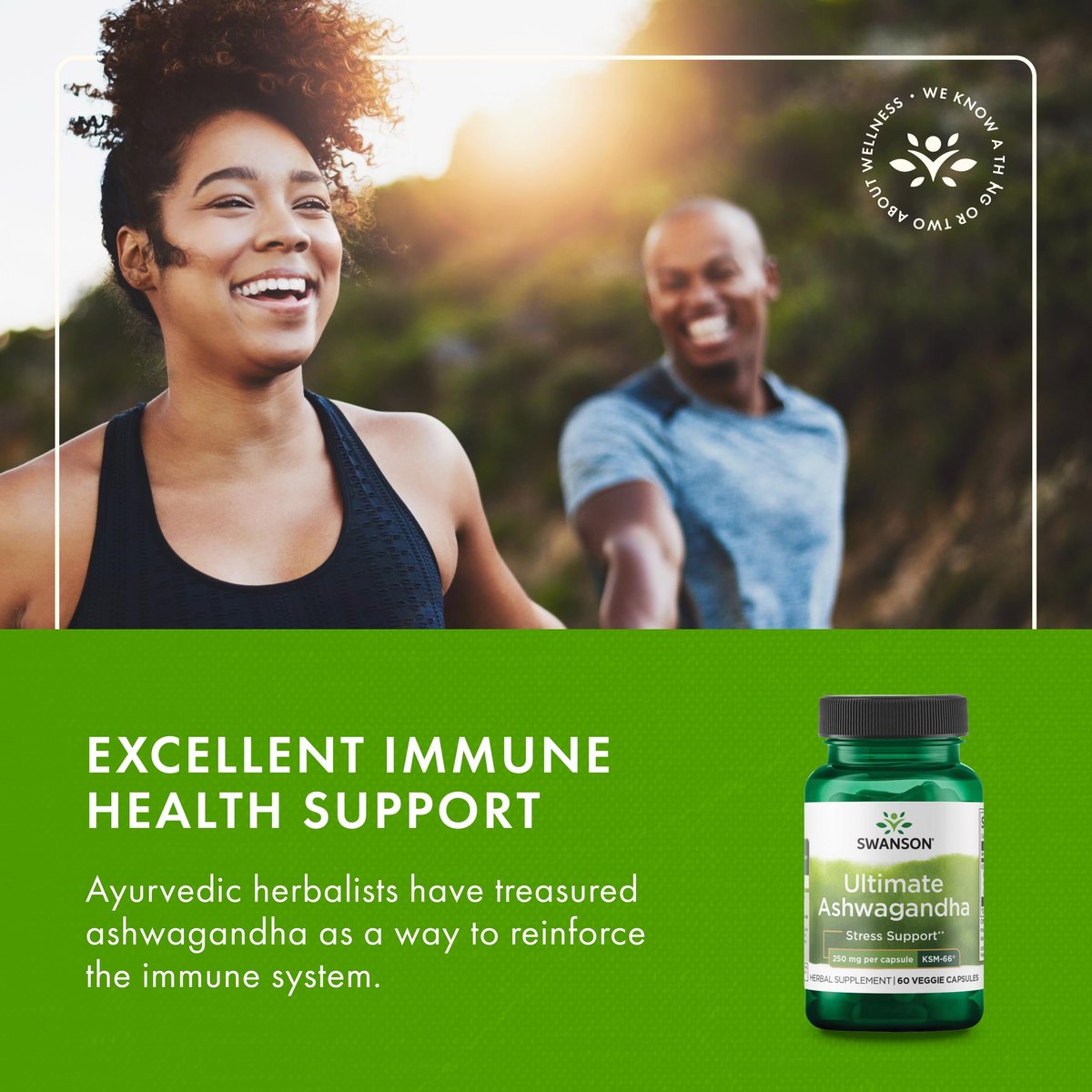 Swanson Ultimate Ashwagandha KSM-66 – Pflanzliches Nahrungsergänzungsmittel zur Unterstützung eines gesunden Stressniveaus und zur Förderung von Entspannung – 60 vegane Kapseln à 250 mg