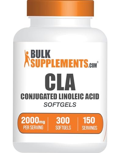 BulkSupplements.com CLA 2000mg Weichkapseln – konjugierte Linolsäure, 300 Kapseln, 150-Tage-Vorrat