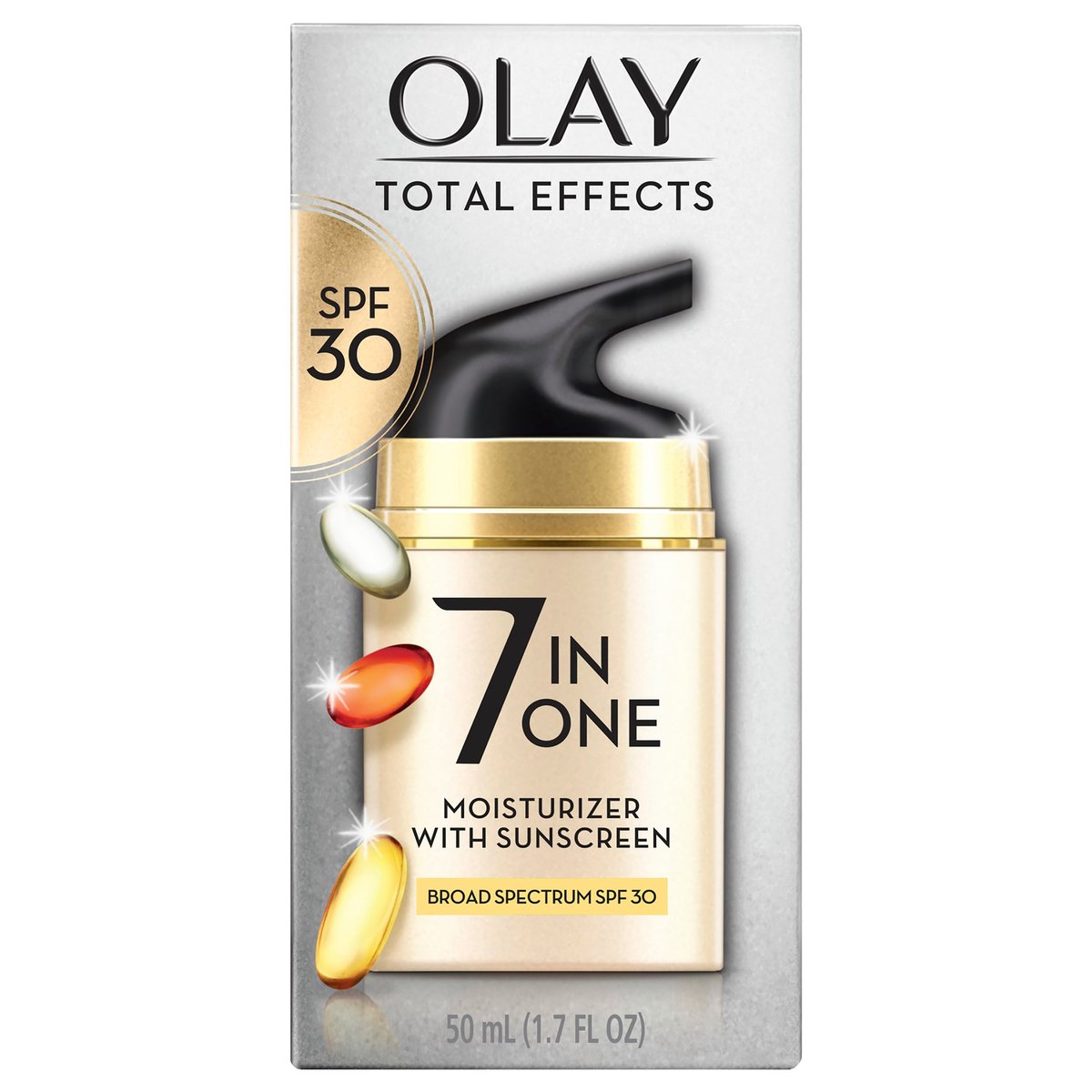 Olay Feuchtigkeitslotion für trockene Haut mit LSF 30 Total Effects – 7 Vorteile inkl. Porenverfeinerung und Anti-Aging, 1,7 Fl Oz