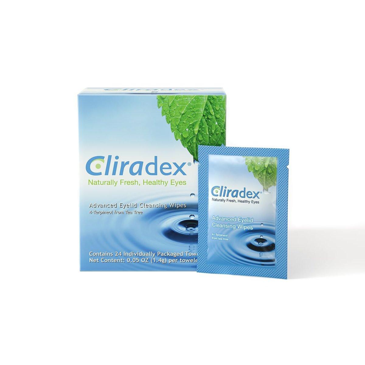 Cliradex Reinigungstücher – Natürliche Gesichts-, Wimpern- & Lidreiniger – Tücher gegen Demodex, Blepharitis, MGD und rote, gereizte Augenlider – mit Teebaumöl-Extrakt