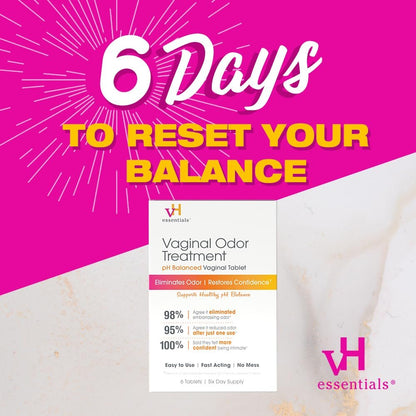 vH essentials Vaginalgeruch Behandlung - pH-ausgeglichene Vaginalzäpfchen - 6 Tabletten mit Applikator