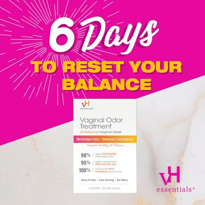vH essentials Vaginalgeruch Behandlung - pH-ausgeglichene Vaginalzäpfchen - 6 Tabletten mit Applikator