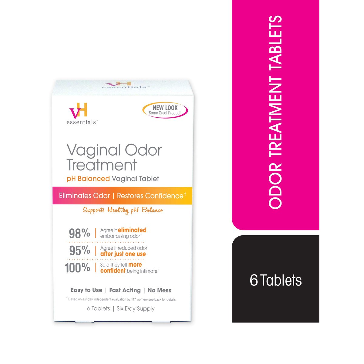 vH essentials Vaginalgeruch Behandlung - pH-ausgeglichene Vaginalzäpfchen - 6 Tabletten mit Applikator