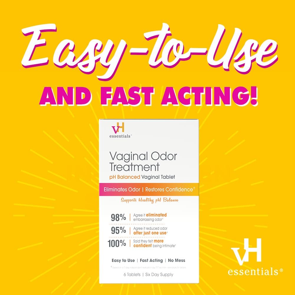 vH essentials Vaginalgeruch Behandlung - pH-ausgeglichene Vaginalzäpfchen - 6 Tabletten mit Applikator