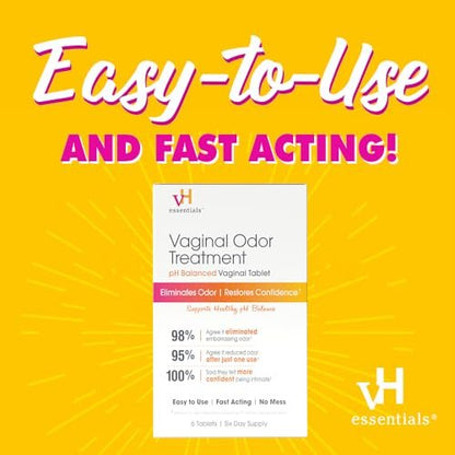 vH essentials Vaginalgeruch Behandlung - pH-ausgeglichene Vaginalzäpfchen - 6 Tabletten mit Applikator