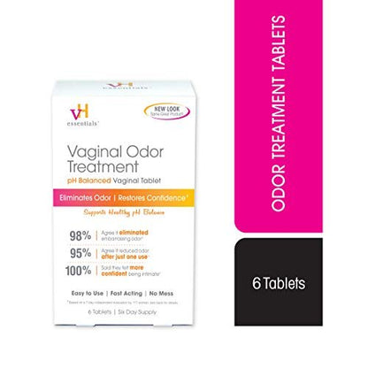 vH essentials Vaginalgeruch Behandlung - pH-ausgeglichene Vaginalzäpfchen - 6 Tabletten mit Applikator