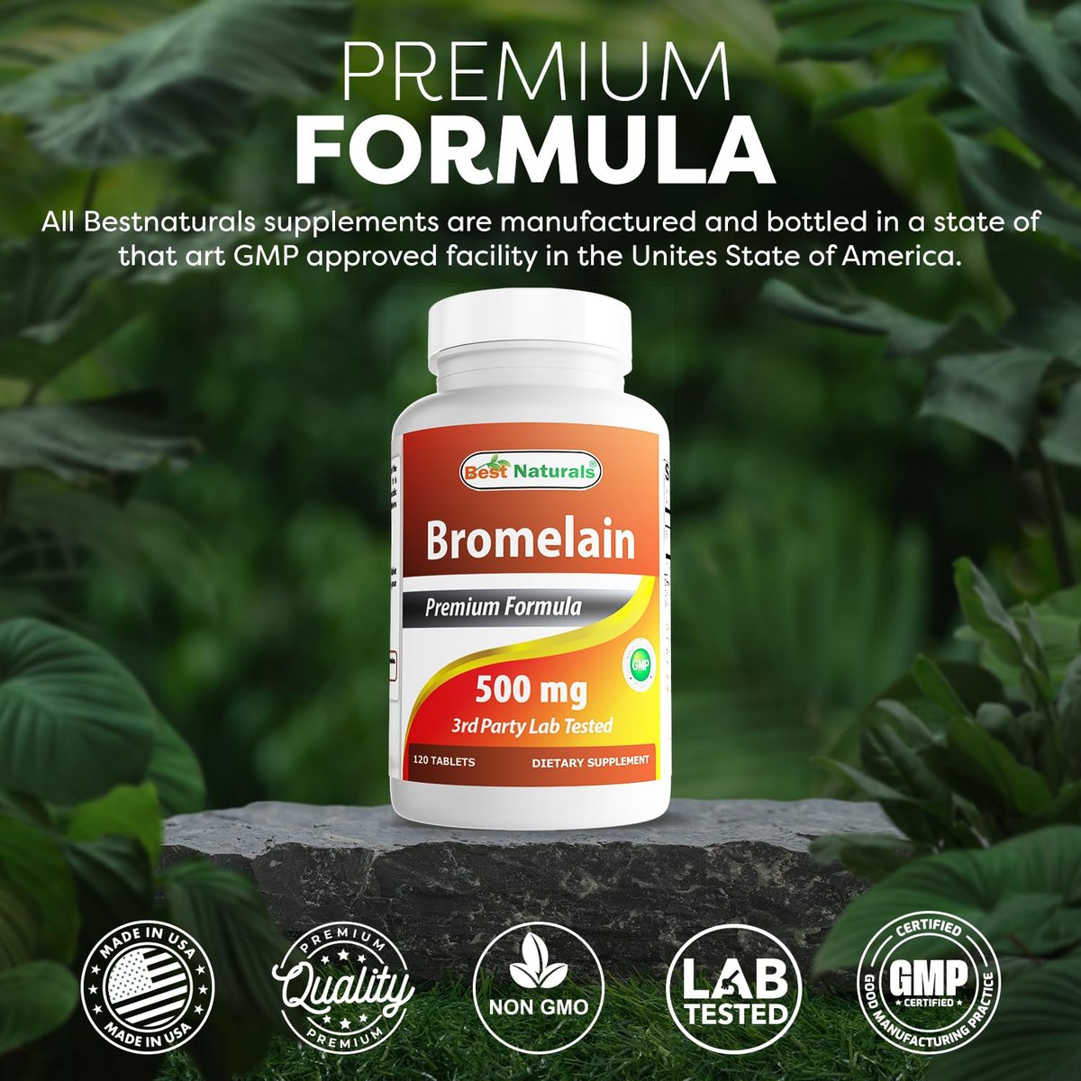 Best Naturals Bromelain 500 mg, 120 Tabletten – Verdauungsenzyme für eine gesunde Verdauung, Gelenkgesundheit und Nährstoffaufnahme