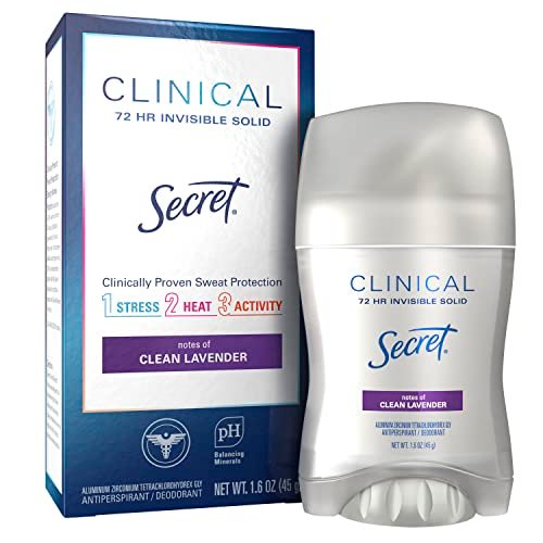 Secret Clinical Strength Antitranspirant und Deodorant für Frauen, Lavendel, 72h Invisible Solid, 42 g