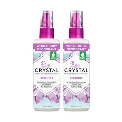 Crystal Body Deodorant Spray 4 fl oz, 2er-Pack – Natürlicher Deodorantspray ohne Aluminium, für empfindliche Haut