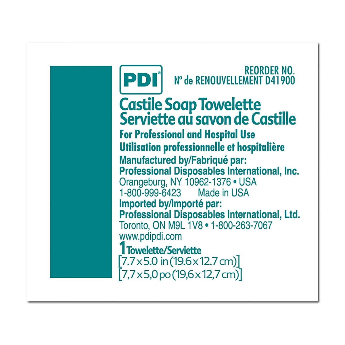 PDI Kastilien-Seifen-Tücher – Feuchtes Gesichtsreinigungstuch mit Kokosnussöl, ideal für Reisen – Einzelpackung, 7,7 x 5 Zoll, 100 Stück, 3er-Pack, 300 Tücher insgesamt