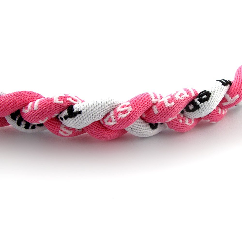 MapofBeauty 18 Zoll Geflochtener Sport Tornado Halskette (Pink/Weiß) - Dreifach geflochtenes Seil-Design