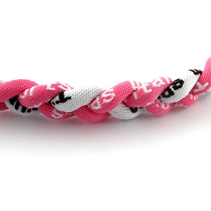 MapofBeauty 18 Zoll Geflochtener Sport Tornado Halskette (Pink/Weiß) - Dreifach geflochtenes Seil-Design