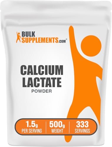 BulkSupplements.com Calcium Lactat Pulver - Reines Calciumpräparat, Lebensmittelqualität, glutenfrei, 1,5 g pro Portion, 500 g (1,1 Pfund)