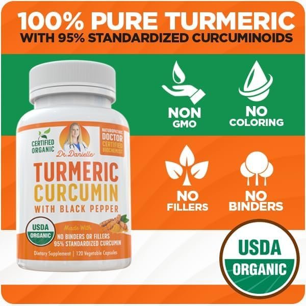 Bio-Turmeric Curcumin mit Schwarzem Pfeffer Extrakt 2000mg – Hochabsorbierendes Ultra-Potentes Nahrungsergänzungsmittel – 95% Curcuminoide – Vegan, Nicht-GVO – 120 Kapseln