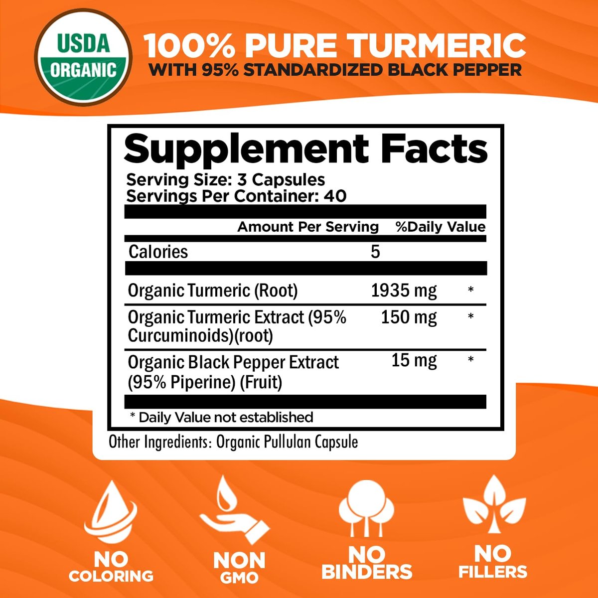 Bio-Turmeric Curcumin mit Schwarzem Pfeffer Extrakt 2000mg – Hochabsorbierendes Ultra-Potentes Nahrungsergänzungsmittel – 95% Curcuminoide – Vegan, Nicht-GVO – 120 Kapseln