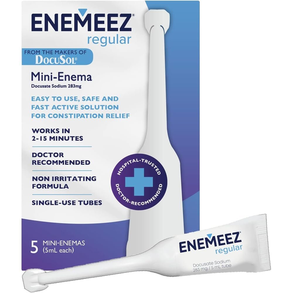 Enemeez Docusat-Natrium-Einlauf – Schnelle Verstopfungslinderung für Erwachsene, 0,84 Fl Oz, Klare Mini-Docusat-Enemeez-Formel