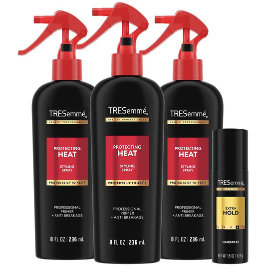 TRESemmé Hitzeschutzspray mit Keratin – 3er-Pack + Extra-Stark Haarspray für thermischen Schutz und Frizz-Kontrolle