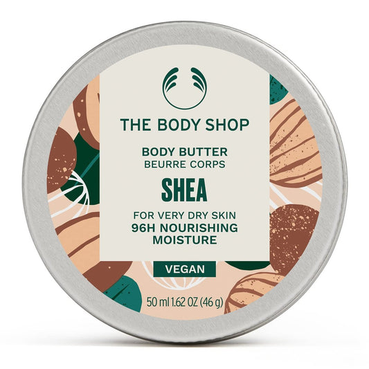 The Body Shop Shea Body Butter – Feuchtigkeitsspendende & pflegende Körperbutter für sehr trockene Haut – vegan – 46 g