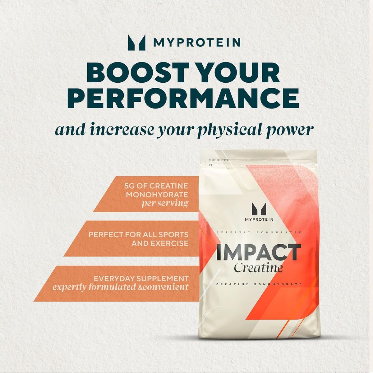 Myprotein Kreatin Monohydrat Pulver, 50 Portionen (0,55 Pfund) Reines Ungeschmacktes Kreatinpulver, Pre/Post-Workout Supplement für alle Sportarten & Übungen