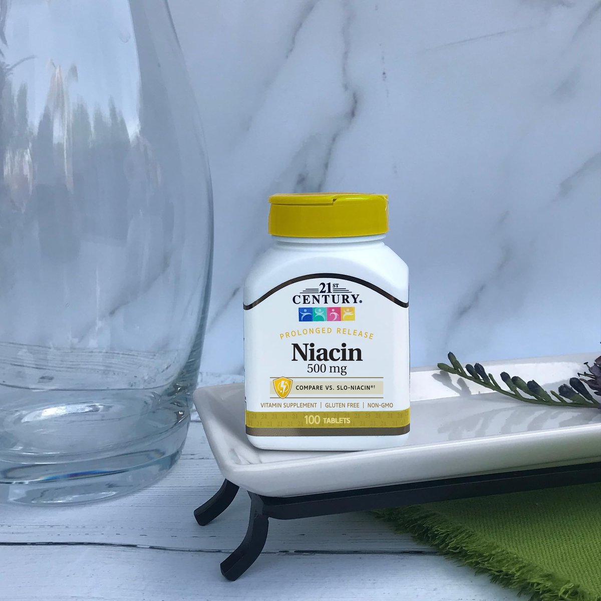 21st Century Niacin 500 mg Retardtabletten, Vitamin B3 für Energie, Herz und Nervensystem, 100 Tabletten, Nicht-GVO, vegan