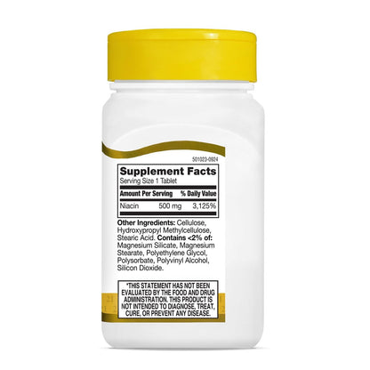 21st Century Niacin 500 mg Retardtabletten, Vitamin B3 für Energie, Herz und Nervensystem, 100 Tabletten, Nicht-GVO, vegan