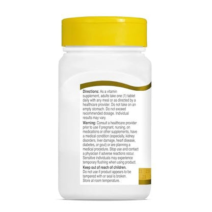 21st Century Niacin 500 mg Retardtabletten, Vitamin B3 für Energie, Herz und Nervensystem, 100 Tabletten, Nicht-GVO, vegan
