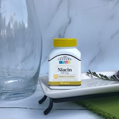 21st Century Niacin 500 mg Retardtabletten, Vitamin B3 für Energie, Herz und Nervensystem, 100 Tabletten, Nicht-GVO, vegan