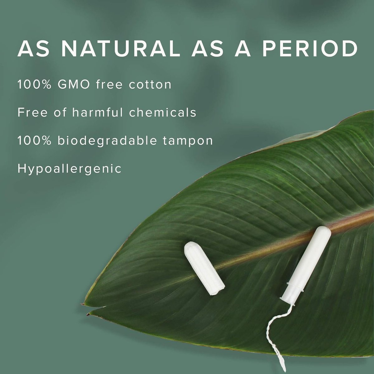 Veeda 100% Bio-Baumwoll-Tampons – Reguläre Saugstärke mit auslaufsicherem Schutz – Kompakter BPA-freier Applikator – Ungeduftet & ohne Chlor, Schadstoffe – 16 Stück