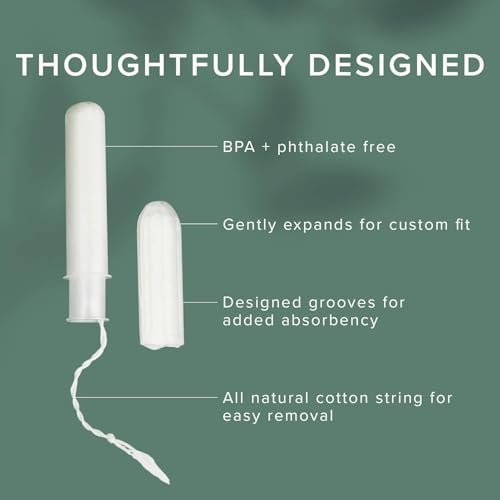 Veeda 100% Bio-Baumwoll-Tampons – Reguläre Saugstärke mit auslaufsicherem Schutz – Kompakter BPA-freier Applikator – Ungeduftet & ohne Chlor, Schadstoffe – 16 Stück