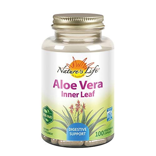 Nature's Life Aloe Vera Inner Leaf – Hautgesundheit, Verdauungsunterstützung & Regelmäßigkeit mit Fenchel – Nicht-GVO & Vegan – Ohne Füllstoffe – 100 Veggie-Kapseln