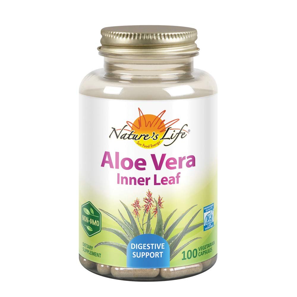 Nature's Life Aloe Vera Inner Leaf – Hautgesundheit, Verdauungsunterstützung & Regelmäßigkeit mit Fenchel – Nicht-GVO & Vegan – Ohne Füllstoffe – 100 Veggie-Kapseln