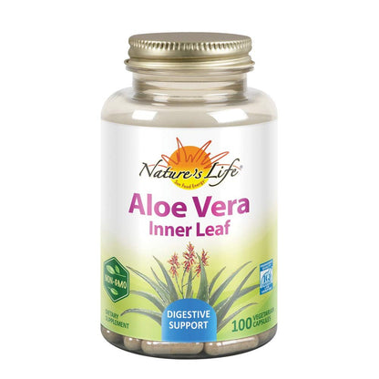 Nature's Life Aloe Vera Inner Leaf – Hautgesundheit, Verdauungsunterstützung & Regelmäßigkeit mit Fenchel – Nicht-GVO & Vegan – Ohne Füllstoffe – 100 Veggie-Kapseln