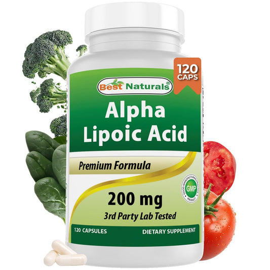 Best Naturals Alpha-Liponsäure 200 mg – 120 Kapseln, Hochdosiertes Nahrungsergänzungsmittel