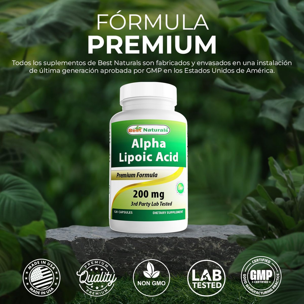 Best Naturals Alpha-Liponsäure 200 mg – 120 Kapseln, Hochdosiertes Nahrungsergänzungsmittel